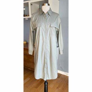 THEORY 'Meliba Pure' Shirtdress Button Front Sage Green